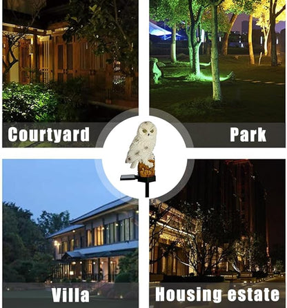 Solar Lights Outdoor, Decorative Animal & Flower Shaped Landscape Lights with Warm/Colorful LED, Auto On/Off Waterproof Solar Powered Decor for Yard Lawn Patio Gift Idea (Warm-Owl-1Pack)