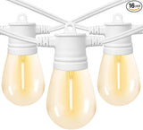 SUNTHIN White String Lights, 48ft White Outdoor Lights with 16 1W Shatterproof LED Bulbs for Patio, Garden | Lumora