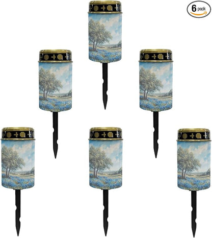 Blue Floral Solar Lights Outdoor Solar Garden Lights Pretty Stake Lights Pathway Decorative for Yard Patio Driveway Landscape Lighting Outdoor Lantern Wall Light Auto On/Off