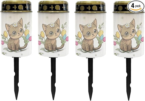Cute Cat Outdoor Stake Lights Solar Warm White Lights for Yard Patio Waterproof Pathway Lights Flameless Garden | Lumora