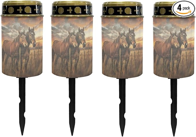 Western Aztec Horse Solar Pathway Lights Outdoor Waterproof,Solar Garden Stake Lights LED Landscape Path Lights | Lumora
