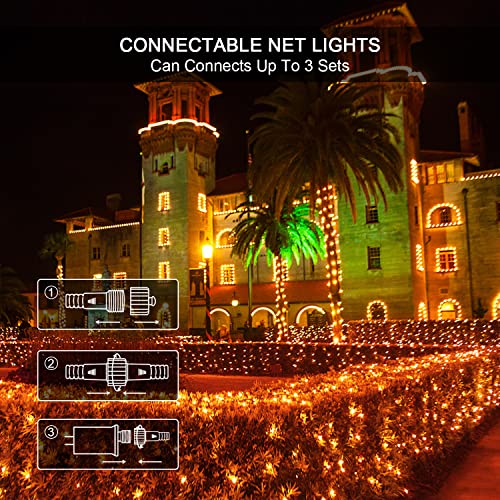 JMEXSUSS 360 LED Orange Net Lights
