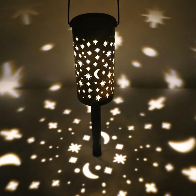 Solar Garden Lamp, 6 Sets Waterproof LED Solar Pathway Lights, Outdoor Landscape Star Moon Ground Lamp for Lawn Patio Walkway