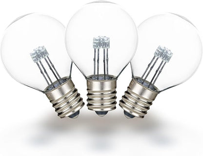 Novelty Lights 25 Pack G30 Glass LED Globe Bulbs, String Light Replacement Bulbs, E12 Candelabra Base, Energy Efficient Outdoor Patio Lighting, Pure White