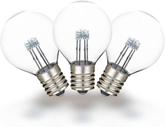 Novelty Lights 25 Pack G30 Glass LED Globe Bulbs, String Light Replacement Bulbs, E12 Candelabra Base, Energy Efficient Outdoor Patio Lighting, Pure White