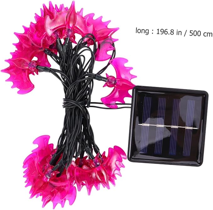 TOYANDONA Solar String Lights Purple Bat Decorative Lamp Strings 5m 20 LED Warm Waterproof Outdoor Patio Lighting for Halloween Garden Yard