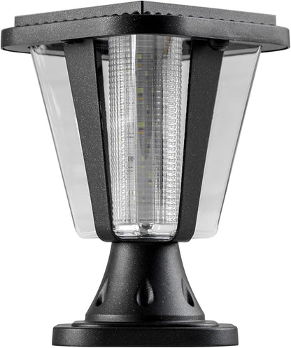 Kendal Metal Solar Post Lights Outdoor, Waterproof Decorative Solar Pillar Light, Safety Waterproof Beveled PS Panes, Warm White, Black