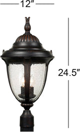 John Timberland Casa Sierra Traditional Outdoor Post Light Fixture Lantern Bronze 24 1/2" Seedy Glass for Exterior | Lumora