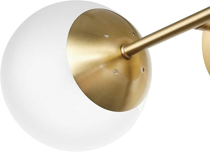 Globe Electric Celestia 2-Light Wall Sconce, Matte Brass, Frosted Glass Shades