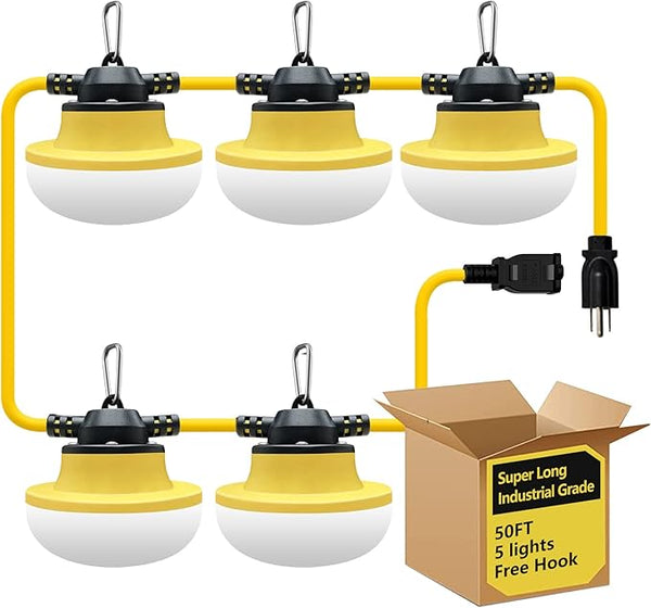 New Upgrade 50FT Construction String Lights LED Industrial Grade Best for Construction Sites,Renovation | Lumora