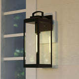 VAXCEL Kinzie Outdoor Porch Light, 6" W x 16.75" H Black Outdoor Lantern, Modern Dusk to Dawn Wall Light for Porch | Lumora
