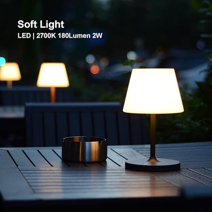 Outdoor Table Lamp/Cordless USB Rechargeable 4000mAh / 2700K LED/Touch Dimmable/Portable Battery Operated / IP44 Waterproof/PE Shade/Bedroom Dinning Camping Patio (9.6in, Dark Grey)