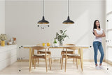 2 Pack Farmhouse Pendant Light for Kitchen, 14in Large Industrial Hanging Lights with Brass Interior, Indoor and | Lumora