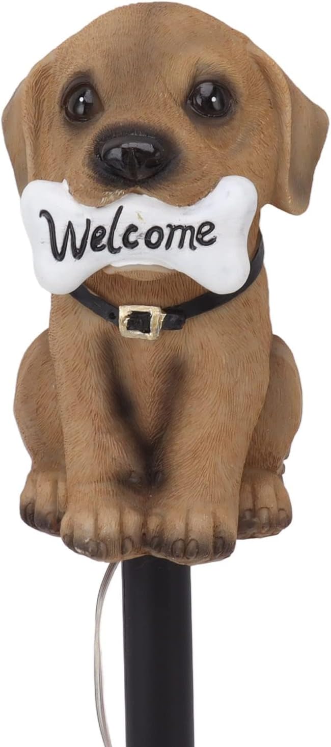 JEOZBM Solar Pathway Lights Decorative, Dog Statue Welcome LED Landscape Lights, Solar Powered Outdoor Garden Lights for Lawn Patio