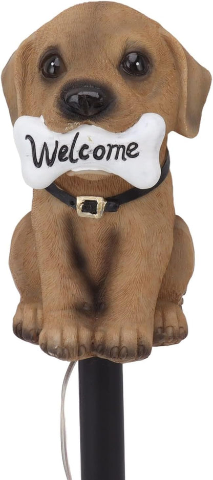 JEOZBM Solar Pathway Lights Decorative, Dog Statue Welcome LED Landscape Lights, Solar Powered Outdoor Garden Lights for Lawn Patio