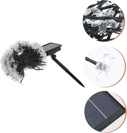 Solar Cherry Blossom String Lights LED Colorful Flower Shape Solar-Powered Outdoor Patio Lights with Modes for Garden Wedding Party Holiday Decoration