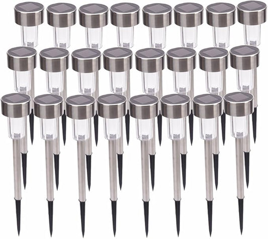 Solar Outdoor Lights, 5W LED Pathway Lights Solar Powered, Stainless Steel Waterproof Solar Garden Lights Decoration for Garden Patio and Walkway (24PCS, Seven Color)