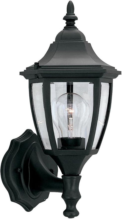 Designers Fountain Waterbury Outdoor Light Fixture, 14.25 Inch Exterior Wall Lantern Sconce for Front Door, Patio and Porch, Black, 2462-BK