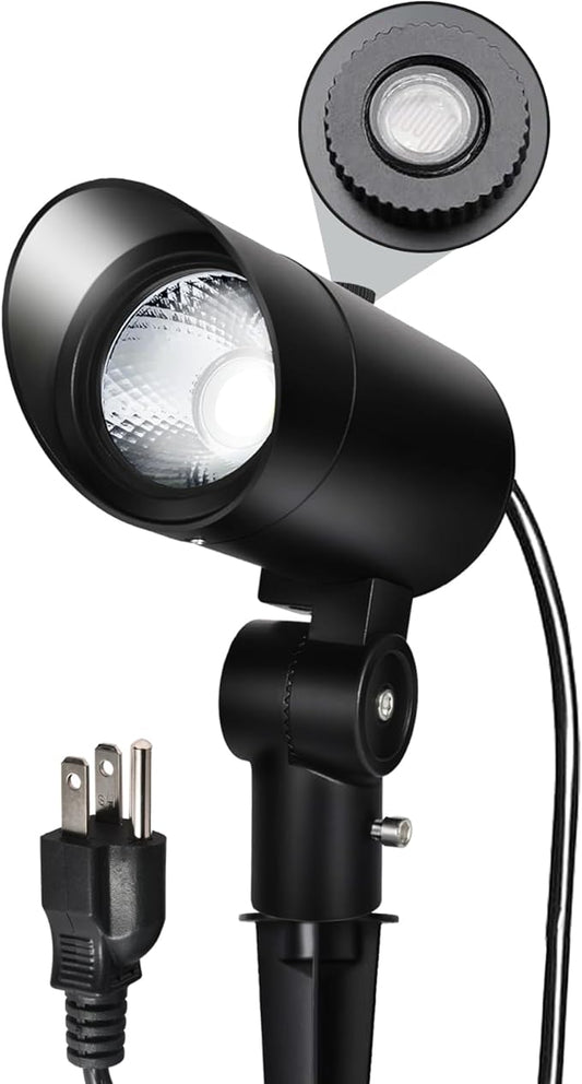 30W Ultra Bright Outdoor Spotlight, 5000K Daylight LED Bullet Light with Dusk to Dawn Photocell Sensor, 120V Plug in Landscape Spot Lights for Flag Pole, Yard, Garden, Tree, Statue (1 Pack)