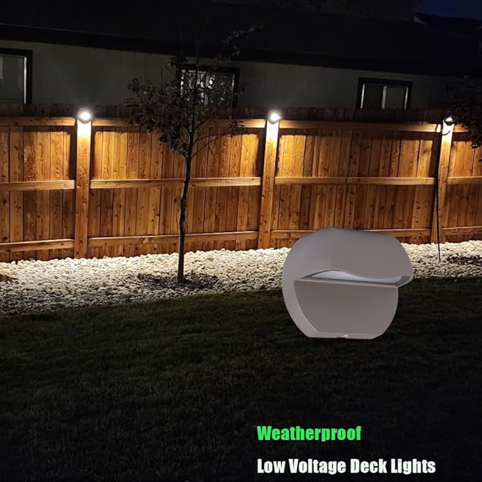 Outdoor Deck Lights LED Landscape Lighting Low Voltage 12V AC/DC Cast Aluminum Patio Post Step Lights Fence Retaining Wall Mounting Light Warm White Textured Bronze Finish Pack of 4