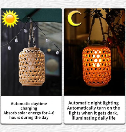Waterproof Lighting Solar Pathway Lights Outdoor Handmade Bamboo Weaving Garden Lights Landscape Decoration (A Style A)