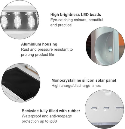 2PCS Solar Warning Step Lights, 6 LED Wireless Power Ground Marker Lights Outdoor Driveway Road Markers for Sidewalk Pathway (White)