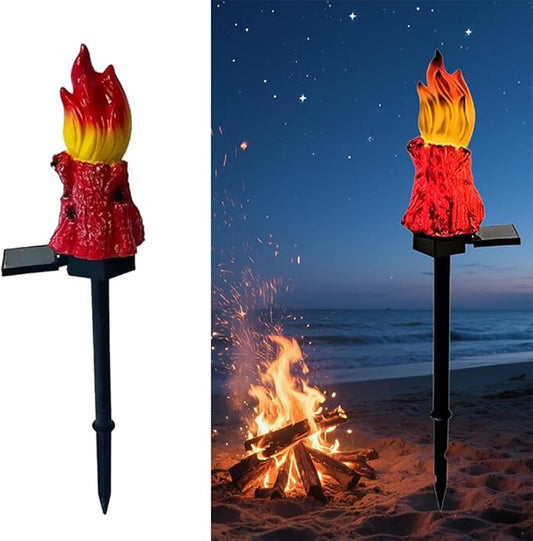Solar Lights Outdoor，Flame-Shaped Waterproof Auto On/Off Solar Christmas Lights for Balcony, Terrace, Lawn, Courtyard, Garden, Beach. (Long)