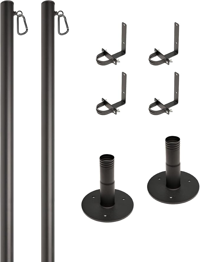 EXCELLO GLOBAL PRODUCTS Premium String Light Poles - 2 Pack - Extends to 10 Feet – Deck Mount (Wood/Concrete) | Lumora