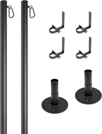 EXCELLO GLOBAL PRODUCTS Premium String Light Poles - 2 Pack - Extends to 10 Feet – Deck Mount (Wood/Concrete)