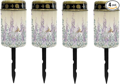 Lavender Solar Lights Outdoor Waterproof Solar Pathway Lights LED Solar Lantern Landscape Lighting Solar Stake Lights,Pretty Spotlight,Wall Light Auto On/Off