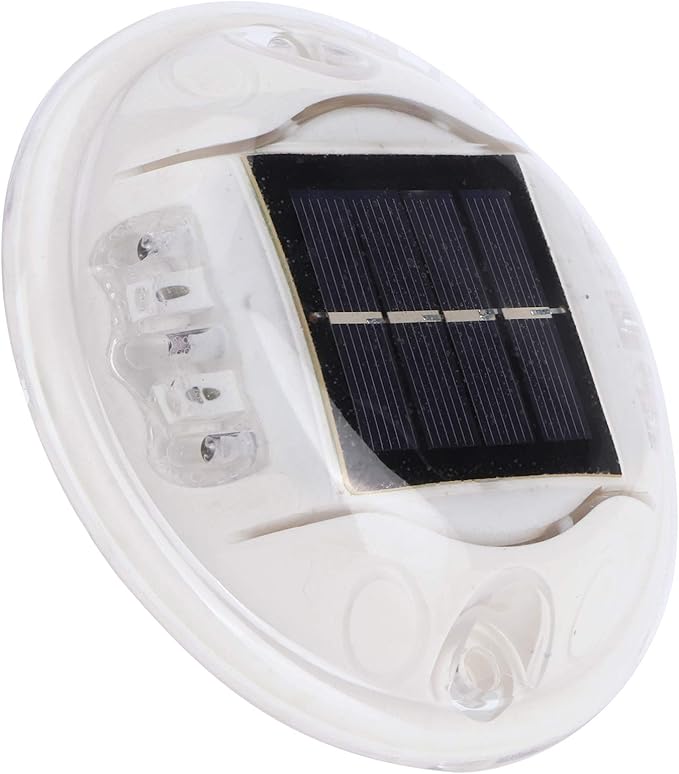 Round LED Solar Driveway Lights, IP68 Waterproof Solar Pathway Markers, 12.3cm Solar Deck Lights with Auto On/Off - Bright Solar Powered Induction Lamps for Garden, Driveway &