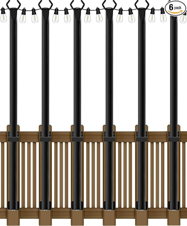 6 Pack 5Ft String Light Poles,Light Poles for Outside String Lights,Outdoor Light Poles with Fork,Metal Pole Stand | Lumora