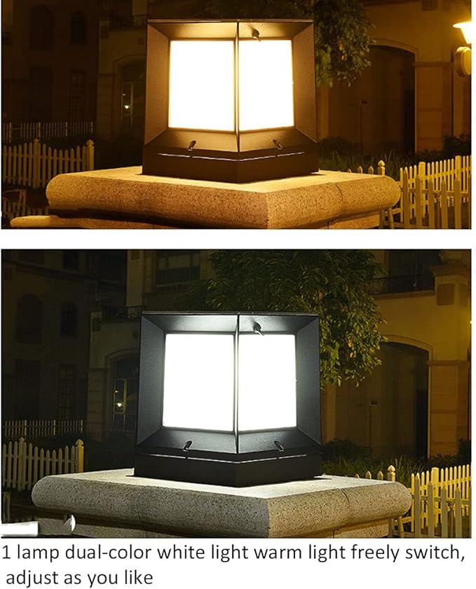 Modern Solar Pathway Lights Minimalist Minimalist Pillar Lamp Fixture with Square Acrylic Shade Garden Solar Lamp | Lumora