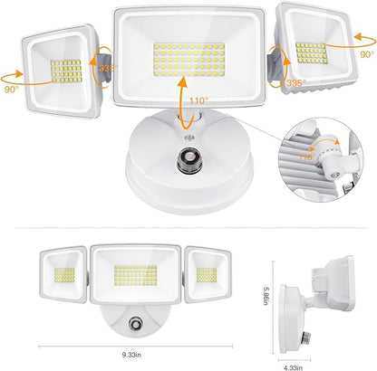 Onforu 70W LED Dusk to Dawn Flood Lights, 7000LM White Exterior Security Outdoor Lighting,IP65 Waterproof Outdoor 3 Adjustable Heads Photocell Light Fixture,6500K Floodlight for Garage,Patio,Yard