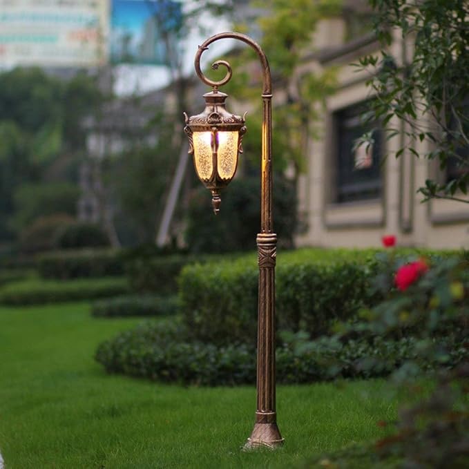 Lights Outdoor 1.4M Outdoor Landscape Street Light Antique E27 Edison Garden Glass Lantern IP55 Waterproof | Lumora