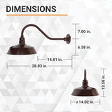 14in. Architectural Bronze Outdoor Gooseneck Barn Light Fixture with 22in. Long Extension Arm - Wall Sconce | Lumora