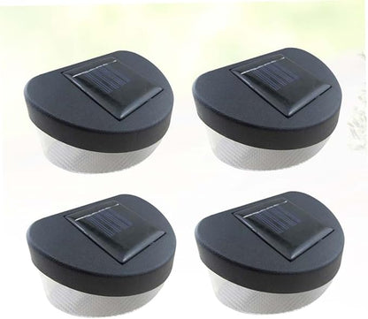 Amosfun 4pcs Solar Led Outdoor Garden Lights Black Fence Lamps for Pathway Wall and Porch Decor Solar Energy Powered Lighting for Courtyards and Parks