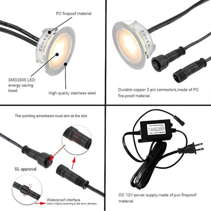 SMY Lighting Recessed LED Deck Lights Kits 6 Pack, (Upgrade Version) Deck Lighting Waterproof IP67,Low Voltage LED Lights for Garden, Steps,Stair, Living Room, Bathroom, Patio, Pool Deck,Kitchen