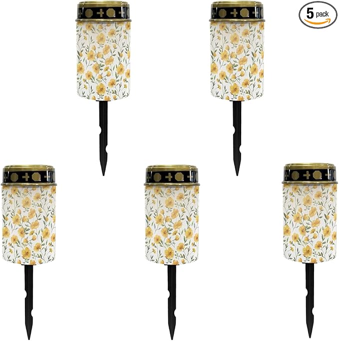 Floral Yellow Solar Pathway Lights,Waterproof Solar Garden Lights Outdoor Solar Walkway Lights Landscape Decoration Lighting for Yard,Walkway,Patio,Driveway