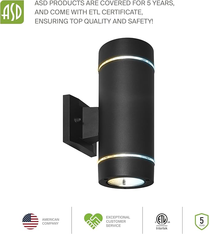 ASD 2 Light LED Indoor & Outdoor Wall Light Fixture | 18W 1180LM 3000K-5000K 100-277V Cylinder Up Down Lights | | Lumora