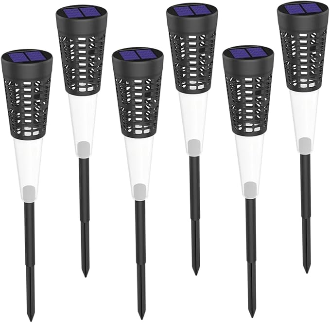 TOYANDONA 6pcs Solar Powered Outdoor Garden Lights Pathway Lawn Courtyard Decoration Lamps with Warm and Colorful Light for Patio Landscape Lighting