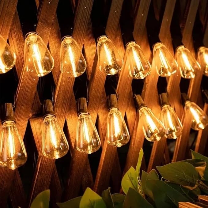 50FT LED Outdoor String Lights with 27 ST38 Bulbs (2 Spare) Connectable Yard Hanging Lights for Party Tents Patio Gazebo Porch Deck Bistro Backyard Balcony Pergola Outside Decor