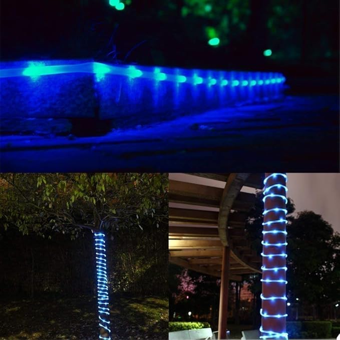 Solar Rope Lights Outdoor, 23ft 50LED Outdoor Rope String Lights Waterproof Copper Tube Wire String Lights for Garden,Yard, Path, Fence, Stairs, Backyard, Patio (Blue)