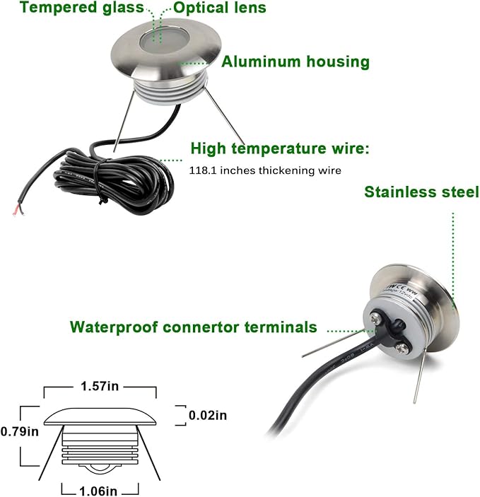 1W Low Voltage Led Mini Well Light Deck Floor Landscape Lighting Waterproof, Indoor Outdoor Stair Handrail Buried | Lumora