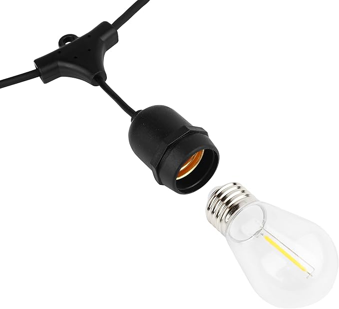 LOKATSE HOME 54 Ft Outdoor String Lights 15+1 Spare Shatterproof S14 Bulbs LED Edison Vintage Style UL Listed Connectable Hanging
