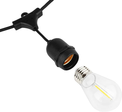 LOKATSE HOME 54 Ft Outdoor String Lights 15+1 Spare Shatterproof S14 Bulbs LED Edison Vintage Style UL Listed Connectable Hanging