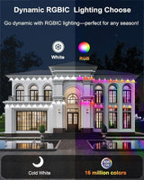 100ft RGB Permanent Outdoor Lights,with 60 LED IP65 Waterproof Smart Christmas Lights for Outdoor Decor with 63 | Lumora