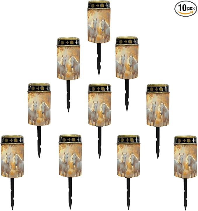 Horse Solar Garden Lights Waterproof Solar Pathway Lights Outdoor Solar Lantern Stake Lights Autumn Leaves Outdoor Decorative for Yard Patio Spotlight Driveway