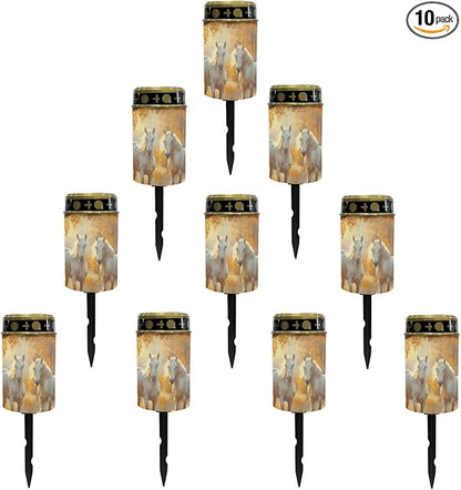 Horse Solar Garden Lights Waterproof Solar Pathway Lights Outdoor Solar Lantern Stake Lights Autumn Leaves Outdoor Decorative for Yard Patio Spotlight Driveway