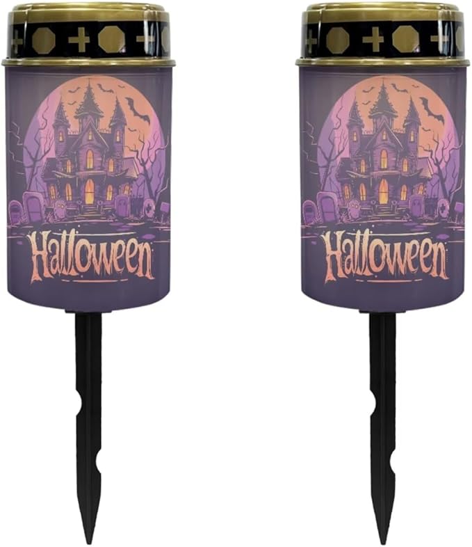 Halloween Castle Solar Garden Light Solar Powered Lights Outdoor Solar Garden Light Outside Solar Lights for Yard Waterproof Landscape Path Solar Read Light